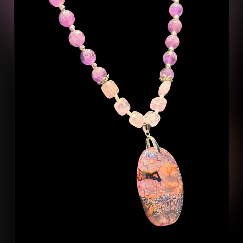 Handcrafted Amethyst Beaded Necklace - Picture 4 of 7